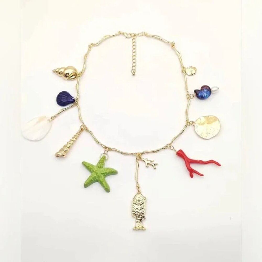 Boho beach, shell charm necklace